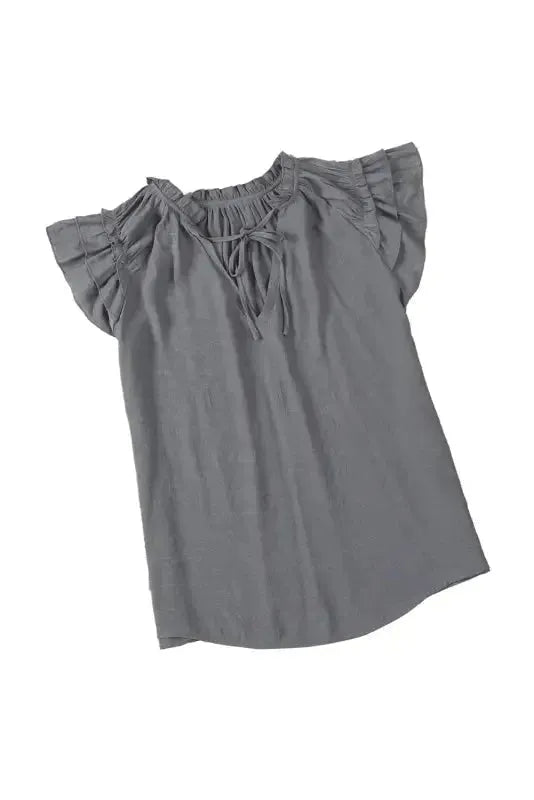 Pink Tiered Ruffled Drawstring V Neck Top - Fashionfitz
