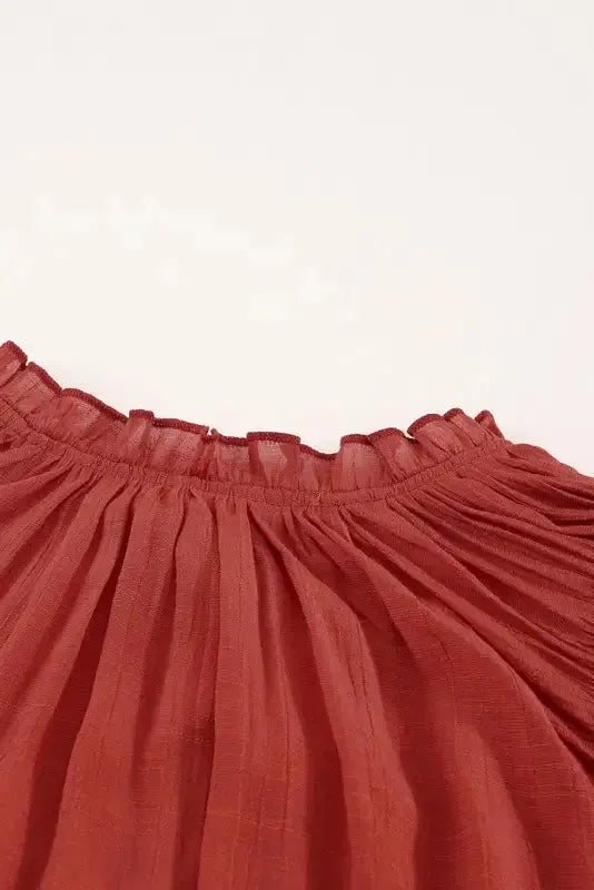 Pink Tiered Ruffled Drawstring V Neck Top - Fashionfitz