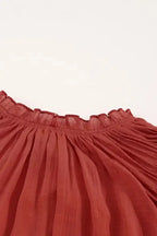 Pink Tiered Ruffled Drawstring V Neck Top - Fashionfitz