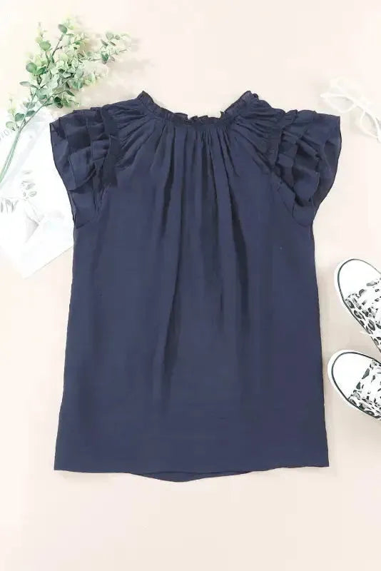 Pink Tiered Ruffled Drawstring V Neck Top - Fashionfitz