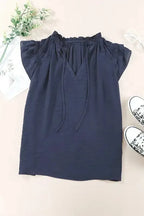 Pink Tiered Ruffled Drawstring V Neck Top - Fashionfitz