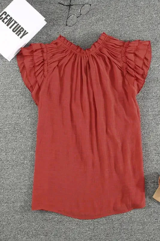 Pink Tiered Ruffled Drawstring V Neck Top - Fashionfitz