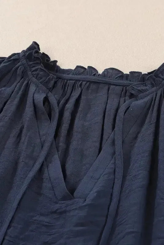 Pink Tiered Ruffled Drawstring V Neck Top - Fashionfitz