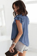 Pink Tiered Ruffled Drawstring V Neck Top - Fashionfitz