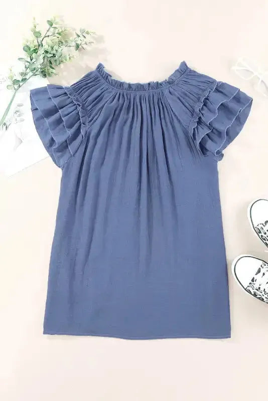 Pink Tiered Ruffled Drawstring V Neck Top - Fashionfitz