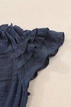 Pink Tiered Ruffled Drawstring V Neck Top - Fashionfitz