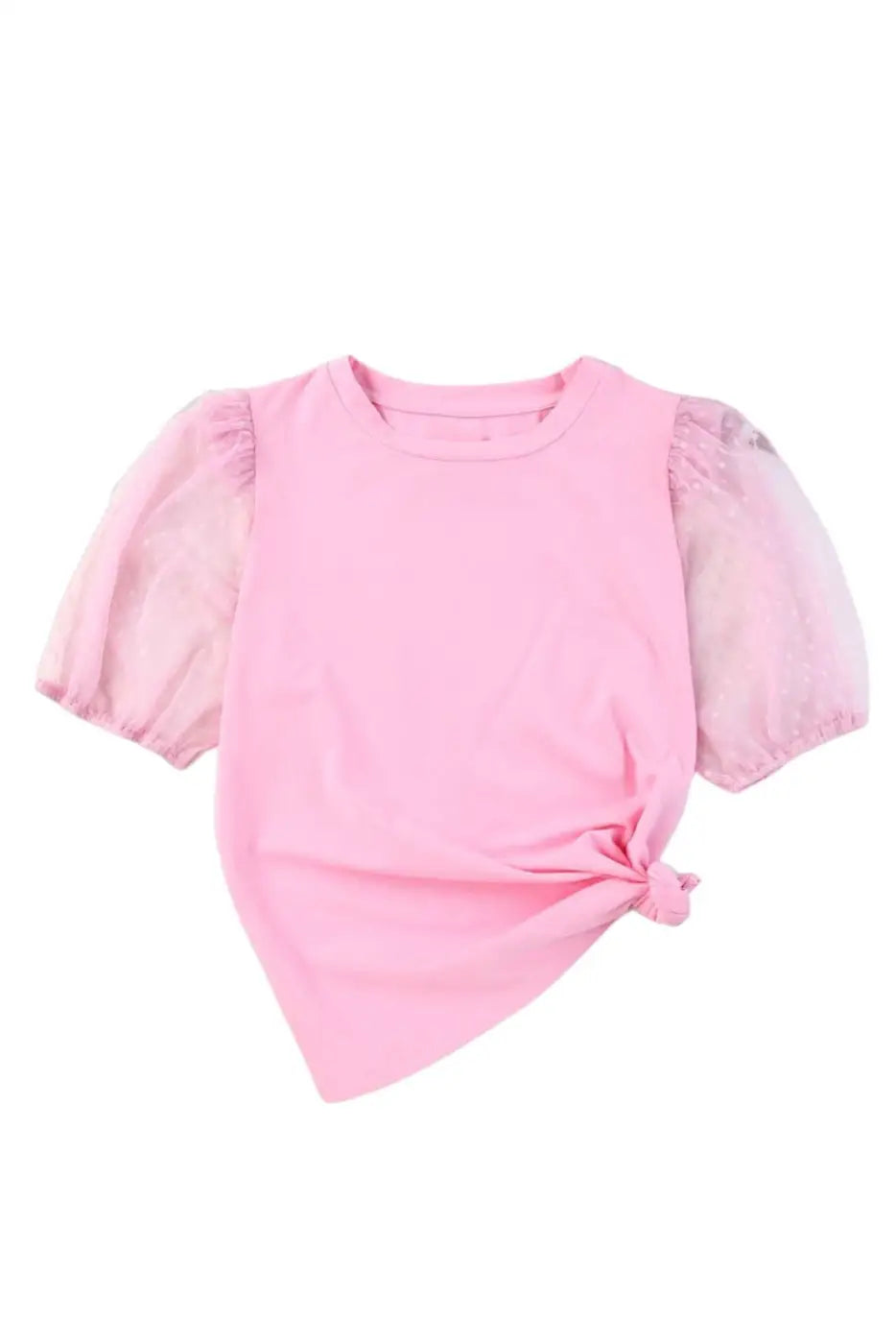 Pink tulle puff sleeve top - t-shirts