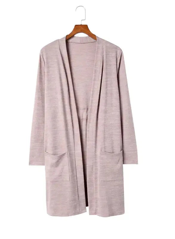 Pink Tunic Back Open Front Cardigan with Pockets - Fashionfitz