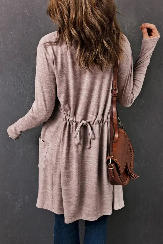 Pink tunic back open front cardigan with pockets - sweaters & cardigans