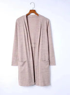 Pink Tunic Back Open Front Cardigan with Pockets - Fashionfitz