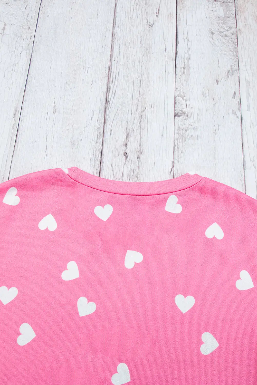 Pink valentine heart print long sleeve tee and shorts lounge set - sets