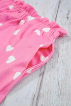 Pink Valentine Heart Print Long Sleeve Tee and Shorts Lounge Set - Fashionfitz