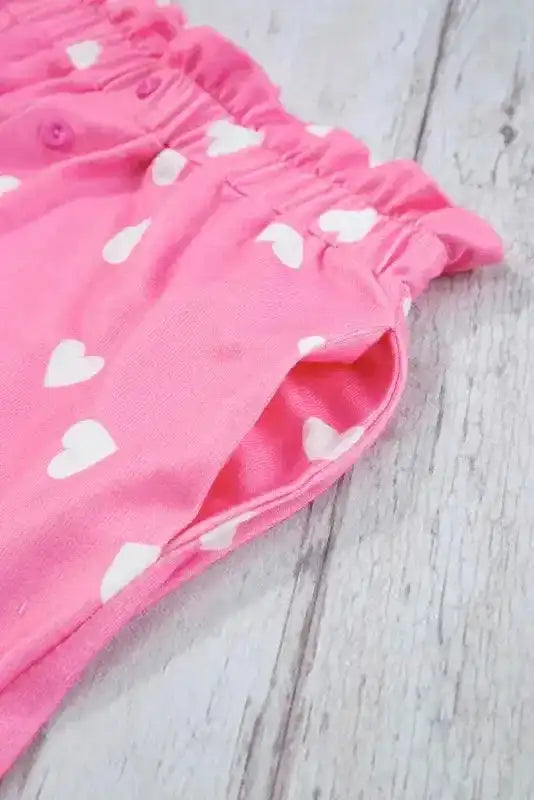 Detail of side pocket on Pink Valentine Lounge Set shorts, highlighting functionality and comfort in women’s loungewear.