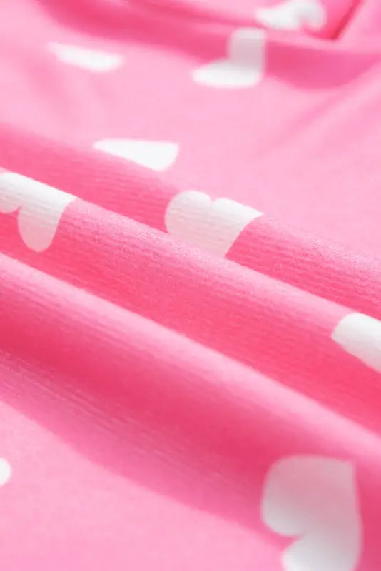 Loungewear pink valentine heart print long sleeve tee