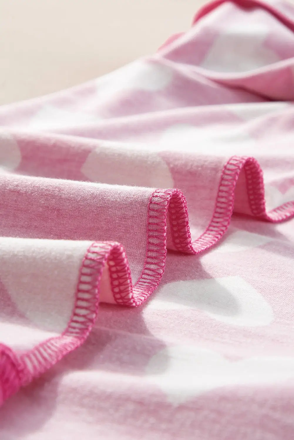 Pink valentine heart shape print long sleeve top shorts lounge set - loungewear