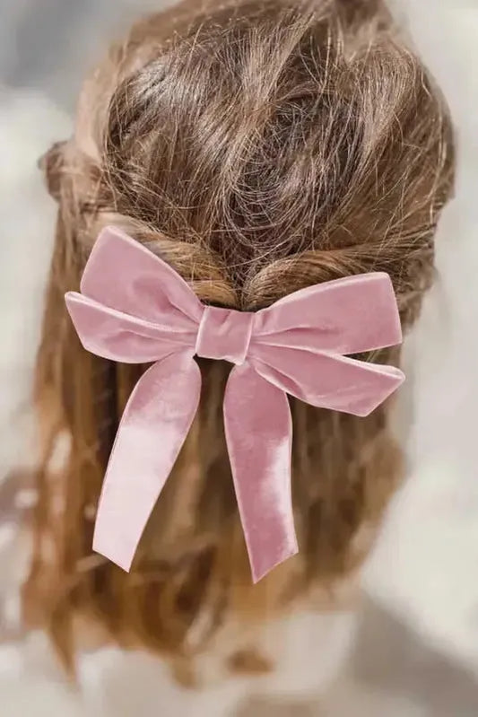 Pink Velvet Bowknot Frenchy Girl Fashion Hair Clip - Fashionfitz