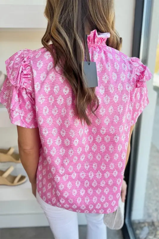 Pink vintage floral blouse - blouses