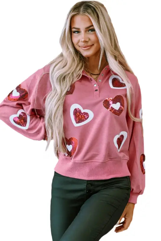 Pink washed snap sweatshirt - sweatshirts