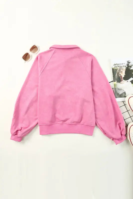 Pink washed snap sweatshirt - sweatshirts