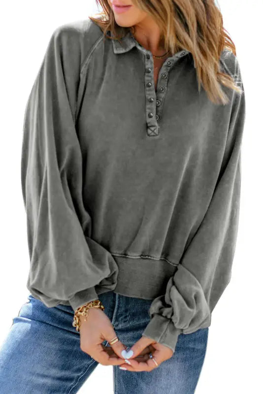 Pink washed snap sweatshirt - sweatshirts