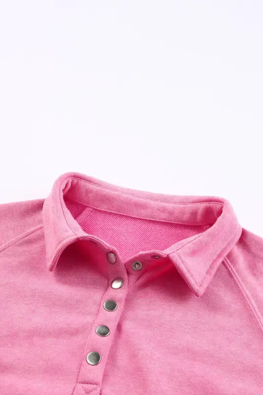 Pink washed snap sweatshirt - sweatshirts