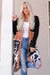 Pink western pattern open front cardigan - sweaters & cardigans