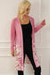 Pink western pattern open front cardigan - sweaters & cardigans