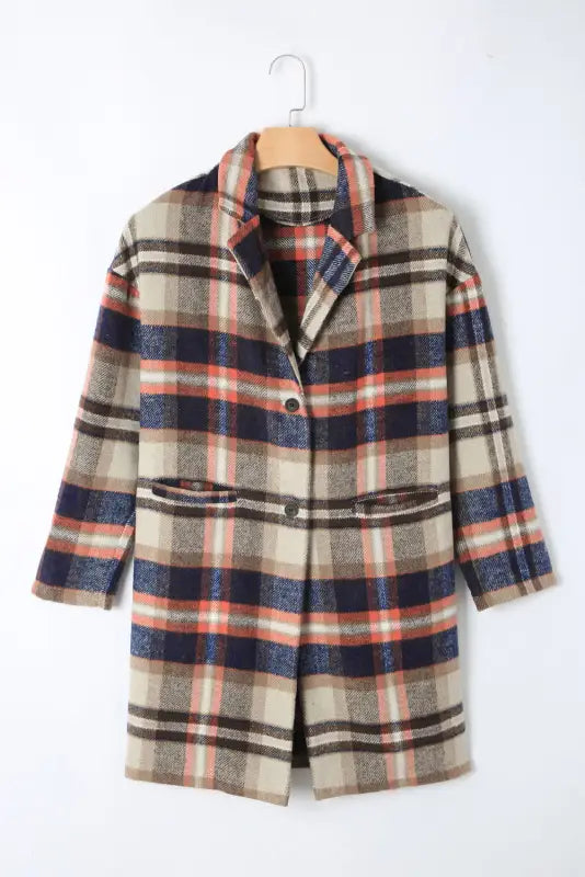 Plaid button-up lapel jacket - coats