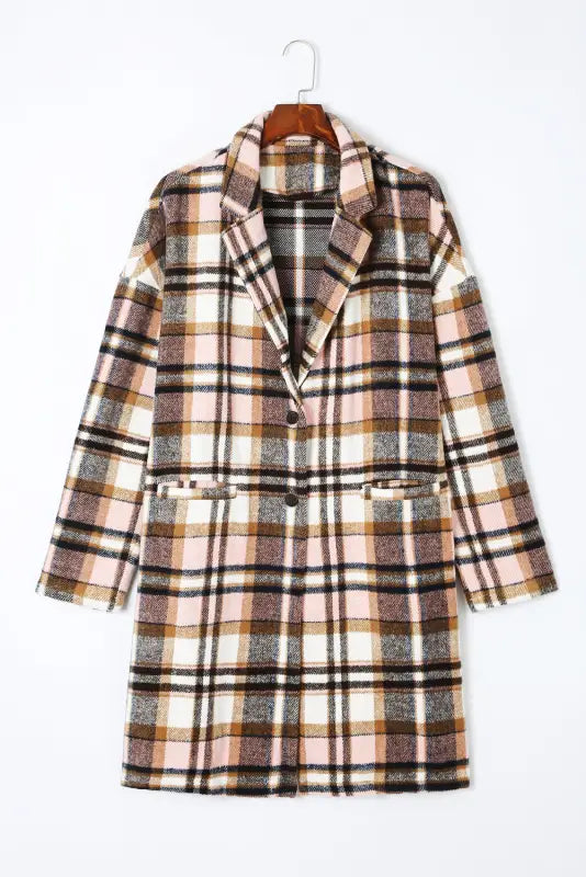 Plaid button-up lapel jacket - coats