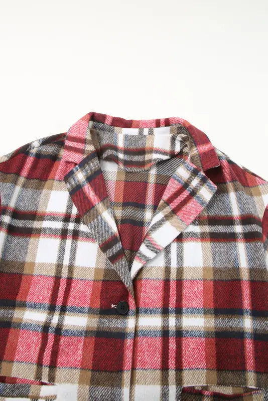 Plaid button-up lapel jacket - coats