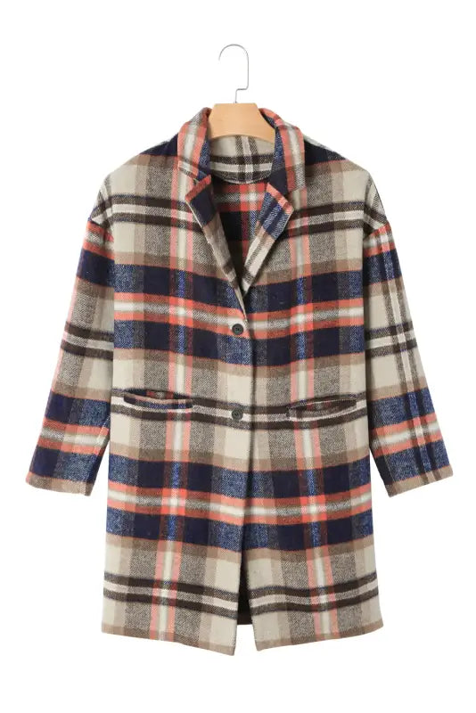 Plaid button-up lapel jacket - coats