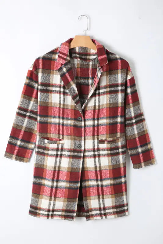 Plaid button-up lapel jacket - coats