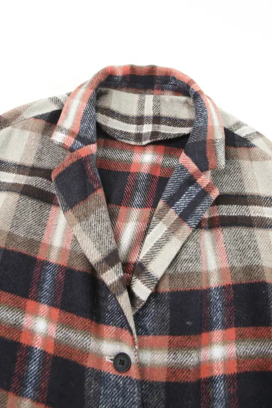 Plaid button-up lapel jacket - coats