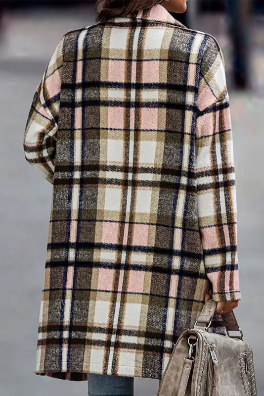 Plaid button-up lapel jacket - coats