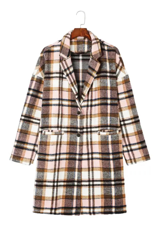 Plaid button-up lapel jacket - coats