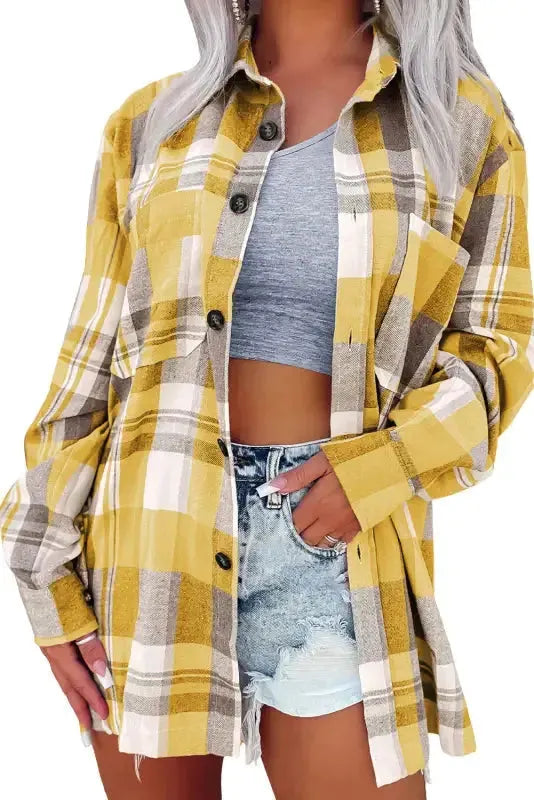 Plaid Button-Up Patch Pocket Shirt - Fashionfitz