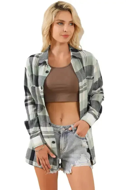 Plaid Button-Up Patch Pocket Shirt - Fashionfitz