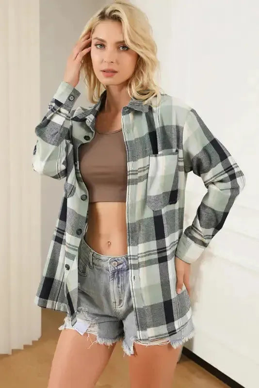 Plaid Button-Up Patch Pocket Shirt - Fashionfitz