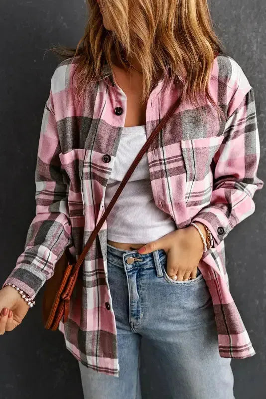 Plaid Button-Up Patch Pocket Shirt - Fashionfitz