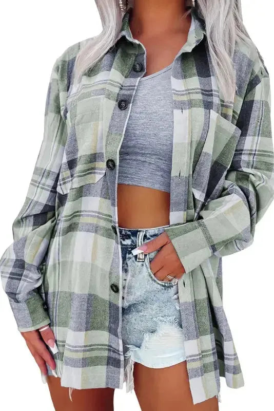 Plaid Button-Up Patch Pocket Shirt - Fashionfitz