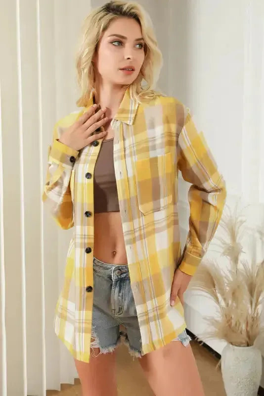 Plaid Button-Up Patch Pocket Shirt - Fashionfitz