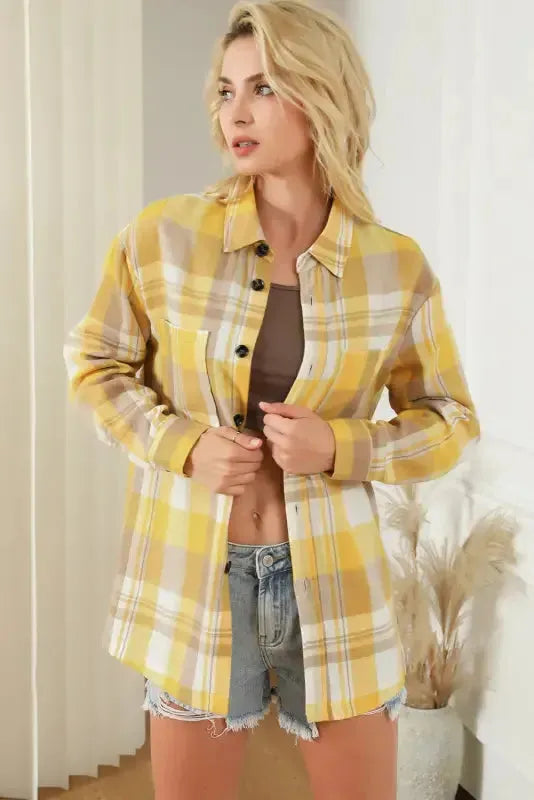 Plaid Button-Up Patch Pocket Shirt - Fashionfitz