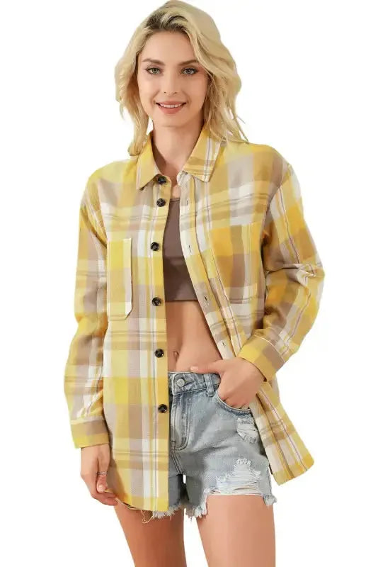 Plaid Button-Up Patch Pocket Shirt - Fashionfitz