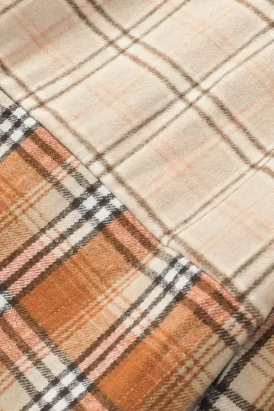 Plaid Color Block Patchwork Shacket - Fashionfitz