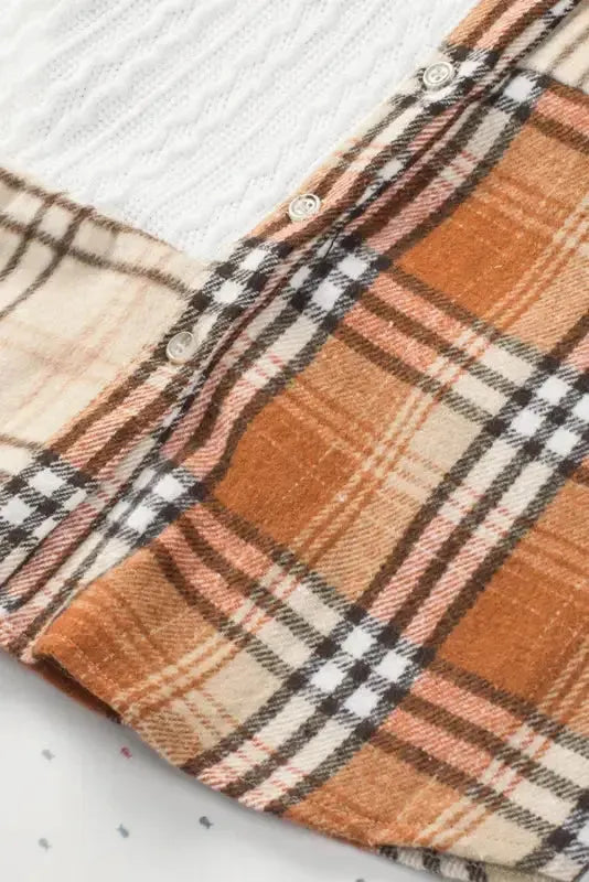 Plaid Color Block Patchwork Shacket - Fashionfitz