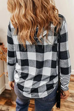 Plaid Drawstring Hoodie - Fashionfitz