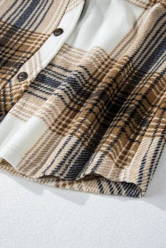 Plaid Flap Pocket Button Up Shacket - Fashionfitz