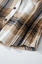 Plaid Flap Pocket Button Up Shacket - Fashionfitz