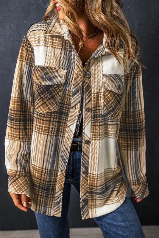 Plaid flap pocket shacket | women’s jackets | fashionfitz