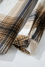 Plaid Flap Pocket Button Up Shacket - Fashionfitz